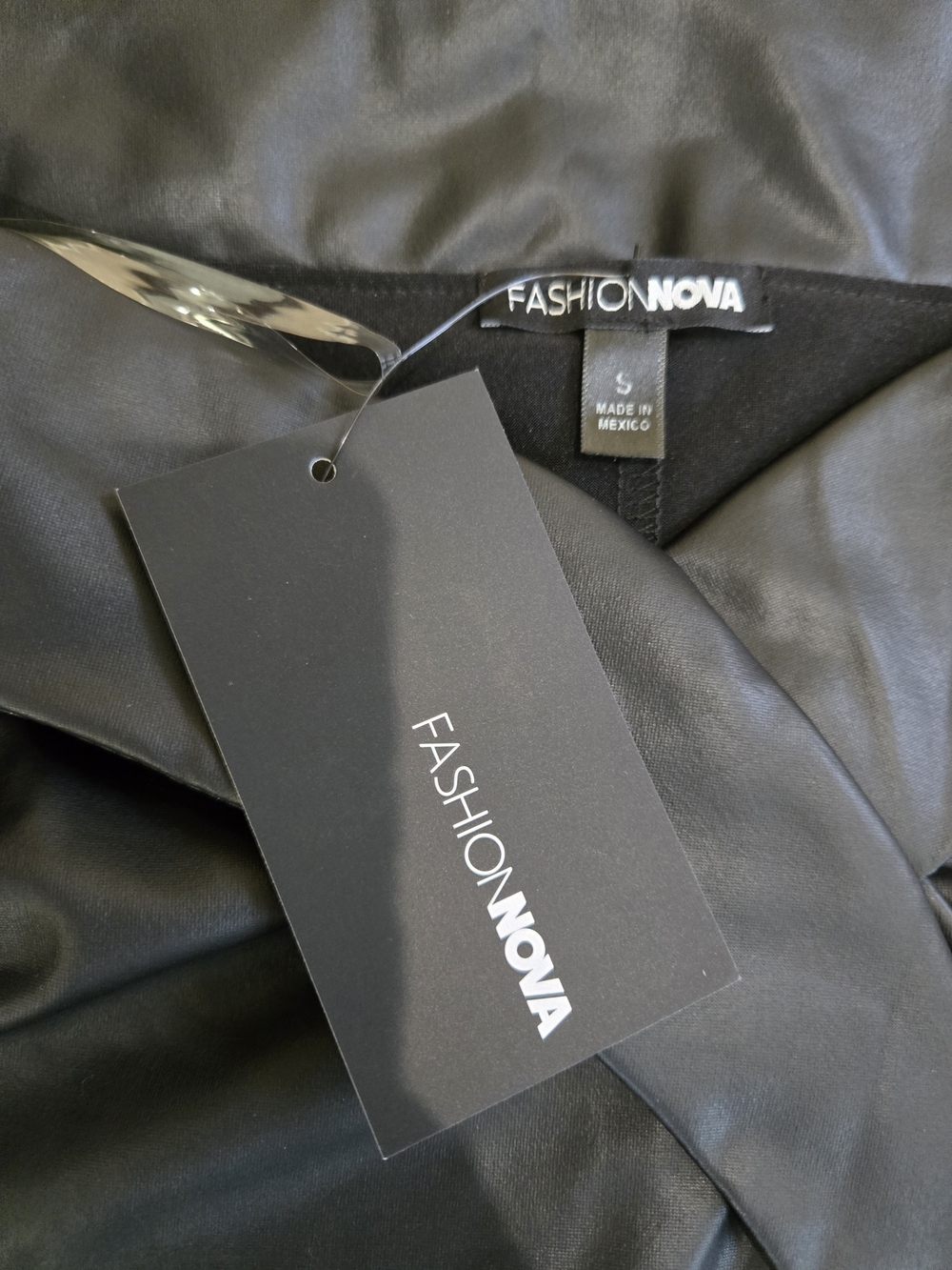 Fashion Nova Black Faux Leather Dress with Branded Tag - Picture 2 of 7
